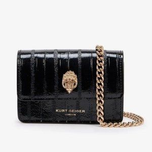 Kurt Geiger Black Patent Leather Extra Small Shoreditch Crossbody Bag NWT